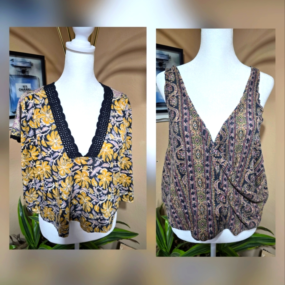2 FREE PEOPLE Floral and Patterned Women's Tops Set